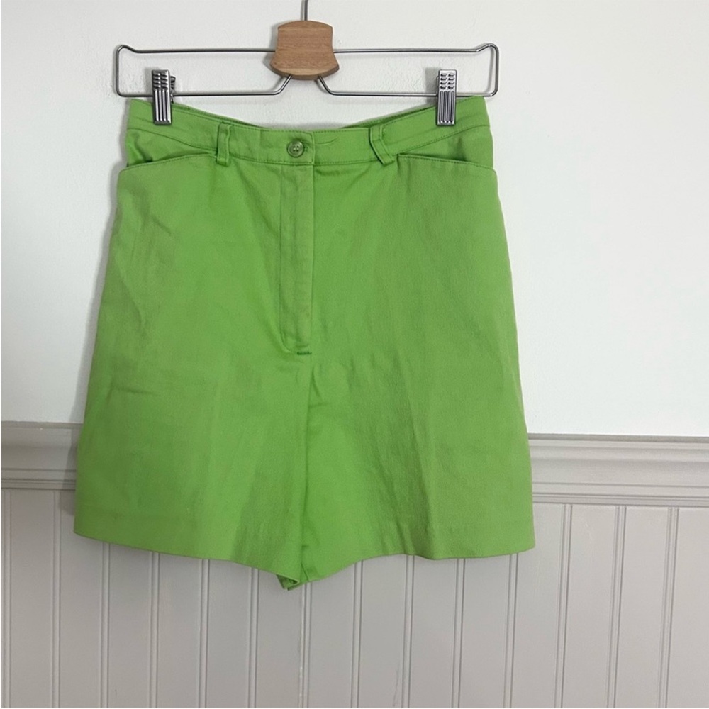 Vintage Tribella Size 6 Vibrant Green High Waist Women's Shorts